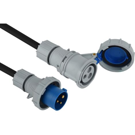 Electraline 46143 Prolunga in Gomma Presa Industriale IEC Spina a 3 Poli Adatta per Camper, Campeggio, Caravan, Barca, cantiere-IP67, Sezione Cavo 3G1.5mm, 20 mt