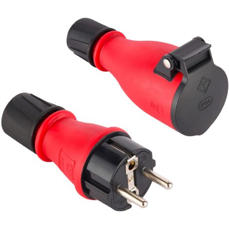 Electraline 92383 Set di 1 Spina e 1 Presa Professionale Schuko, Protezione IP54, con Ghiera di Bloccaggio Cavo per Facilitare il Cablaggio
