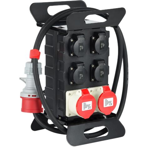 Electraline 60428 Quadro Elettrico Di Distribuzione Portatile Con Interruttore Differenziale Di Sicurezza, Nero, 20 m