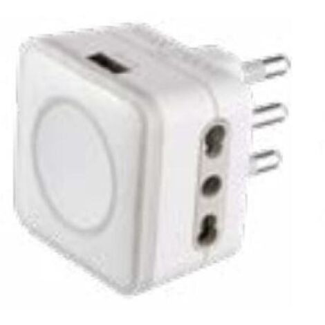 Adattatore triplo electraline gummy con usb 1.2a grigio - 72085