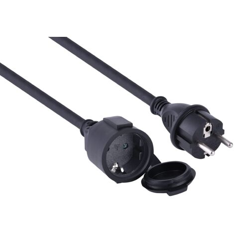 Electraline 01658 Prolunga 5 M da Cantiere in Gomma Neoprene per Esterni IP44, Cavo 5M H07RN-F 3G2.5, Presa con Coperchio Schuko, Nero