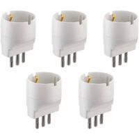 Electraline 92292 Set Adattatori da Schuko a Spina Piccola, Bianco, Confezione Da 5