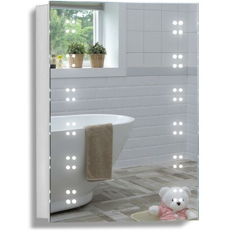 MOOD LED Bathroom Mirror Cabinet 70cm(H) x 50cm(W) x 15cm(D) C16