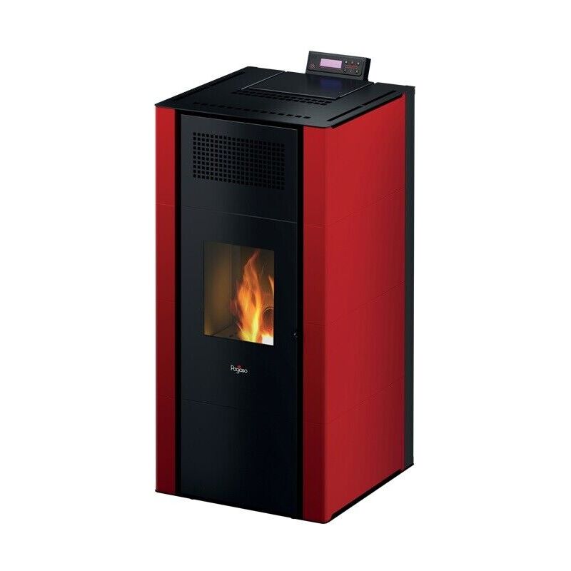 Poêle à Granulés Eva Calor Vénus - 17 KW, Hydro, Couleur Rouge (modèle 9016004900)