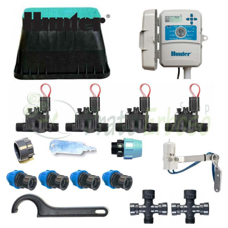Kit d'irrigation Hunter 4 zones avec contrôleur extérieur X2