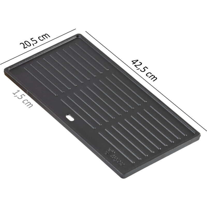 BBQ-Toro Plaque De Grill En Fonte Réversible 45x35cm - Émaillée, Côté Nervuré Et Lisse, Parfaite Pour Barbecue Gaz & Charbon