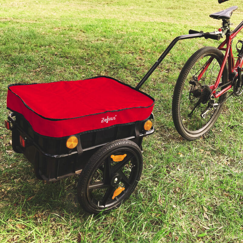 Remorque Vélo Zelsius 68 Litres - Chariot Transport 2-en-1 Avec Housse De Pluie - 40kg Charge