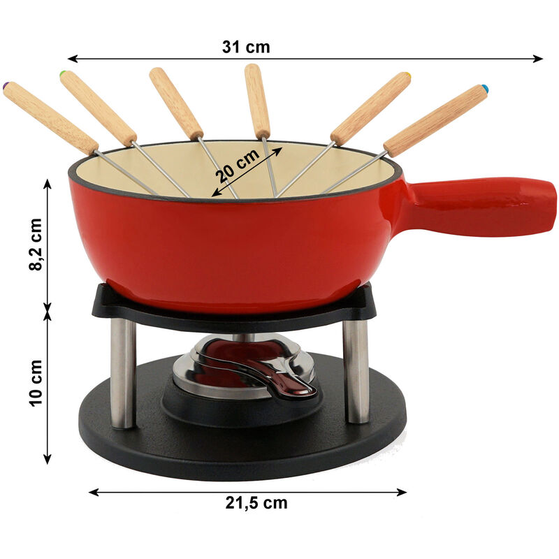 Tableandcook Service a fondue savoyard frise hiver rouge 22cm