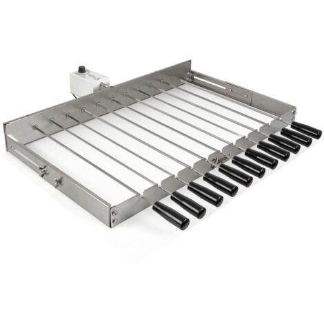 Bbq-Toro – Gril électrique en acier inoxydable avec 11 brochettes – Cadre réglable (L) 70 x (P) 26 - 40 cm – Moteur à vitesse réglable (1/5)