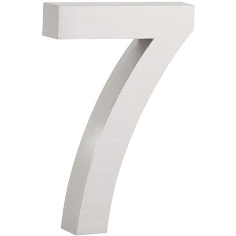 Numéro de maison Zelsius en acier inoxydable « 7 », 13 x 20 cm, argenté