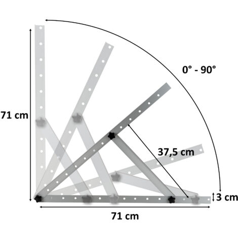 Support de panneau solaire en aluminium Zelsius, de 0 à 90 degrés, pour quatre panneaux, barre de support 71 cm