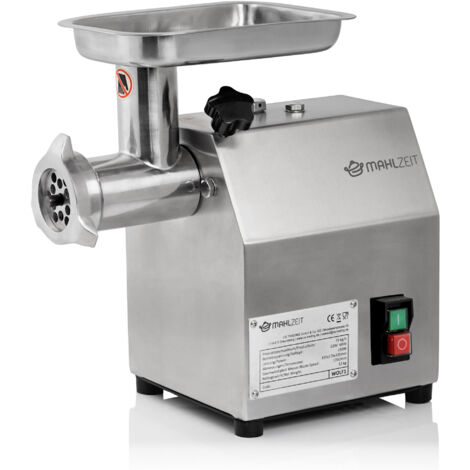 Hachoir à viande électrique 250W – Acier inoxydable – 75 kg/h – Pour viande désossée – 2 plaques perforées pour textures fines et grossières – Mahlzeit