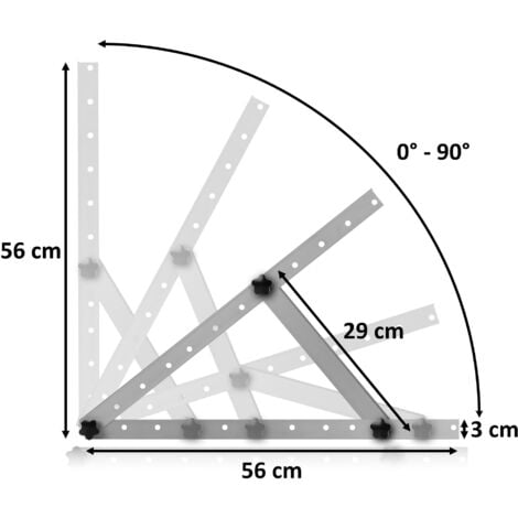 Support de panneau solaire en aluminium Zelsius, de 0 à 90 degrés, pour un panneau, barre de soutien 56 cm