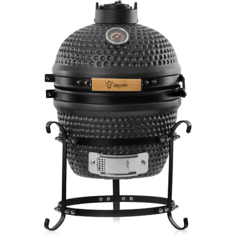Bbq-Toro – Barbecue portable Kamado grill charbon de bois Ø 32 cm – Céramique émaillée – Thermomètre jusqu'à 425°C – Design gris mat (1/5)
