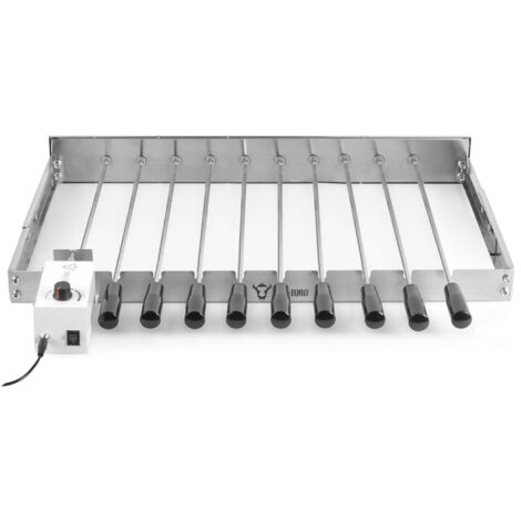 Bbq-Toro – Gril électrique en acier inoxydable avec 10 brochettes – Moteur à l'avant gauche – Cadre réglable (L) 58 x (P) 26-40 cm – Charge 15 kg (1/5)