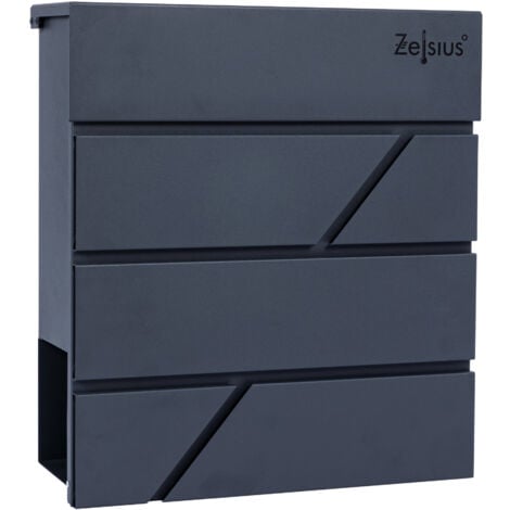 Boîte aux lettres Celsius Straight avec compartiment pour les journaux, effet soft-close intégré RAL7016 anthracite