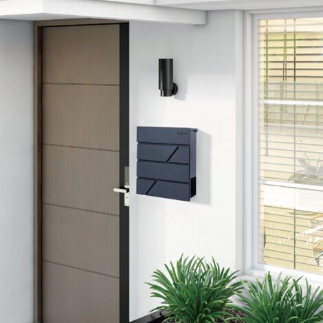 Boîte aux lettres Celsius Straight avec compartiment pour les journaux, effet soft-close intégré RAL7016 anthracite