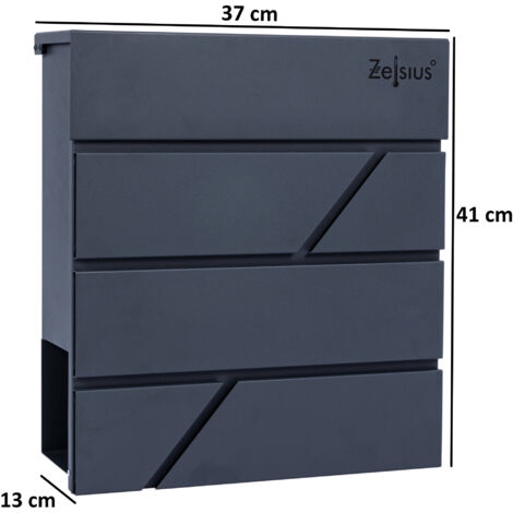 Boîte aux lettres Celsius Straight avec compartiment pour les journaux, effet soft-close intégré RAL7016 anthracite