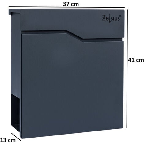 Boîte aux lettres Zelsius Wave avec compartiment pour les journaux, effet Soft-Close intégré, RAL7016 anthracite