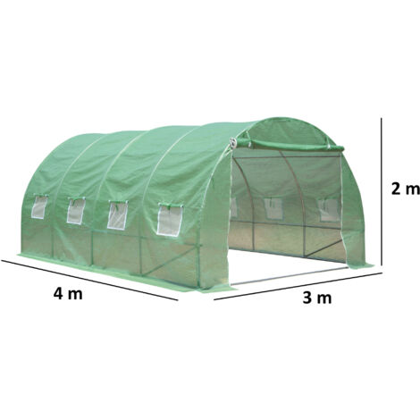 Serre en film plastique Zelsius (L) 4 x (l) 3 x (H) 2 m, serre à tomates stable, tente en film plastique