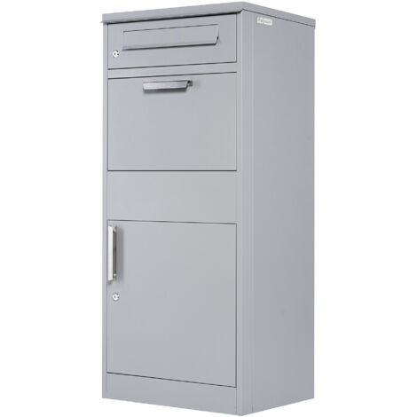 Zelsius – Boîte aux lettres acier galvanisé RAL9007 gris – Compartiment colis sécurisé – Protection anti-vol – 2 ouvertures d'insertion – Dimensions 50x37x112cm