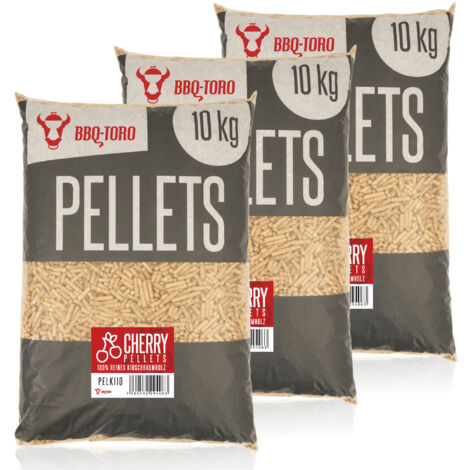 Bbq-Toro – Pellets de cerisier 100% bois – 30 kg – Humidité < 8 % – Combustion propre et régulière – Pour barbecue et fumoir
