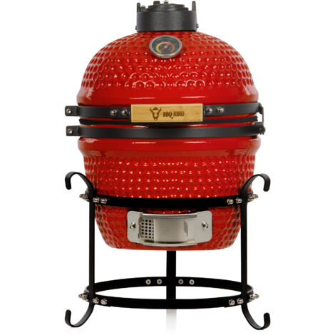 Bbq-Toro – Barbecue portable Kamado 32 cm – Céramique rouge avec thermomètre jusqu'à 425°C – Grille de cuisson incluse – Pour grillades et fumage