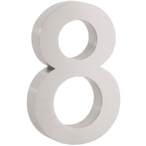 Numéro de maison Zelsius en acier inoxydable « 8 », 13 x 20 cm, argenté