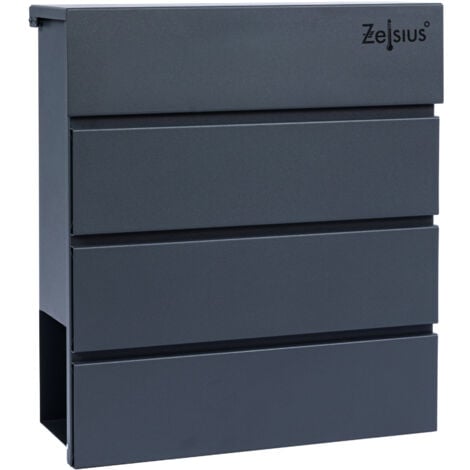 Boîte aux lettres Celsius Straight avec compartiment pour les journaux, effet soft-close intégré RAL7016 anthracite