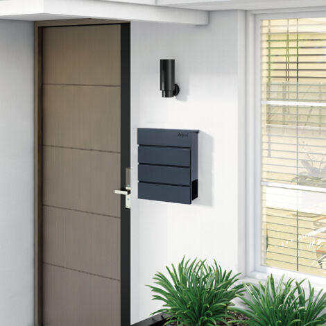 Boîte aux lettres Celsius Straight avec compartiment pour les journaux, effet soft-close intégré RAL7016 anthracite