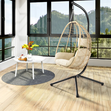 Ensemble Coussins Double Pour Chaise Hamac Œuf 2 Places – 130x110 Cm Kaki, Mémoire De Forme Extérieur Jardin Balancelle Suspendue