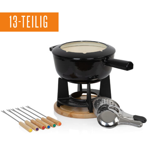 Service A Fondue Complet Poelon En Fonte Emaillee Nomar + 6 Piques + 6