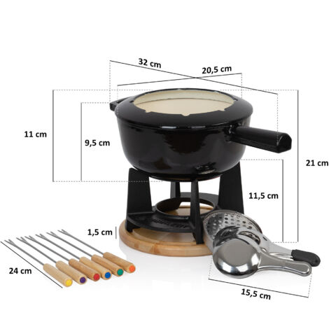 Service à Fondue En Fonte Vintage - Alcool à Brûler - Noir - 0,75L
