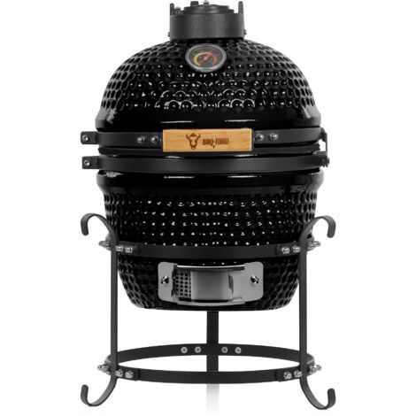 Bbq-Toro – Barbecue portable Kamado charbon de bois Ø 32 cm – Grille de cuisson Ø 26 cm – Thermomètre intégré – Pour cuisson précise