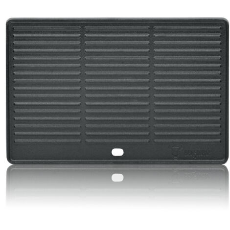 Bbq-Toro – Plaque de cuisson en fonte 41,5 x 27,5 cm – Plancha réversible pour barbecue – Compatible gaz, charbon et fumoir – Bec verseur pour élimination huile