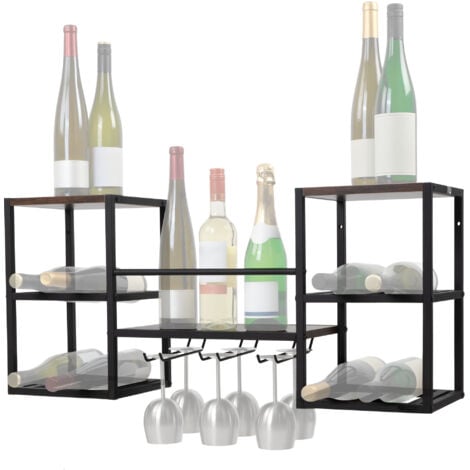Rack à vin Zelsius mural, support pour verres à vin, casier à bouteilles, bar mural, support à vin, étagère murale