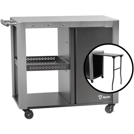 Bbq-Toro – Chariot à plancha 95 x 50 x 80 cm – Surface de travail 85 x 50 cm – Acier inoxydable et revêtement en poudre – Roues bloquables