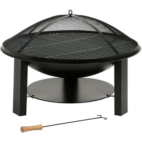 Relaxdays barbecue pivotant avec bol pour feu, en acier, grillage de 49cm,  réglable en hauteur, trépied
