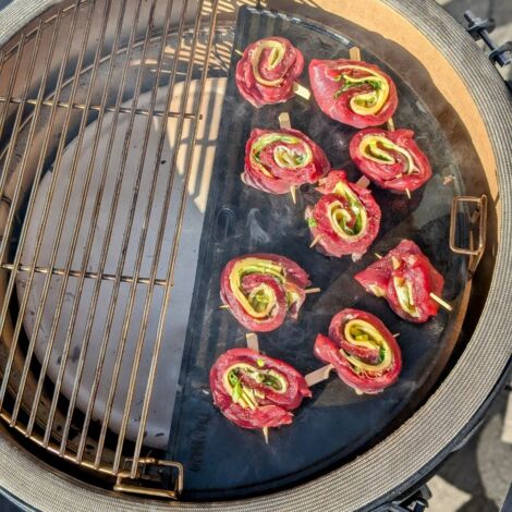Grille En Fonte émaillée Pour Barbecue Kamado (52 Cm) - 47x23.5 Cm, 1 Cm D'épaisseur - Accessoire BBQ Durable