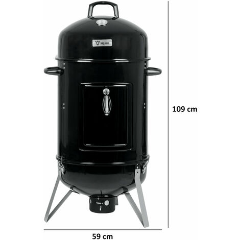 Barbecue fumoir en acier noir - 40x40x78cm