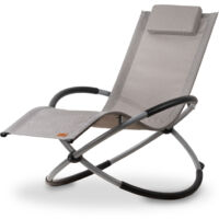 CampFeuer Chaise longue de relaxation, Gris, Chaise longue de jardin pliable Chaise de jardin à bascule Chaise longue à bascule