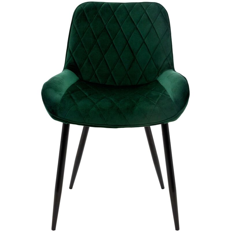 ML-Design Set Di 2 Sedie Da Pranzo In Velluto Verde Con Gambe Dorate - Poltroncine Con Braccioli E Struttura Metallica