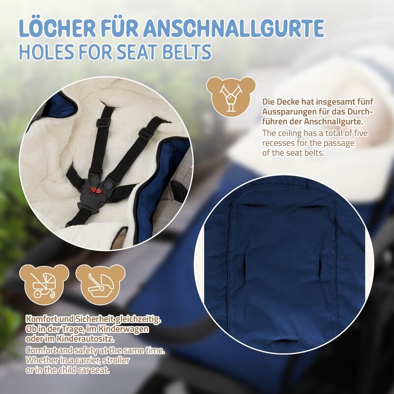 Copripiedi Per Passeggino Joyz Poliestere 94x48x10 Cm Jeans Blu - Imbottito E Impermeabile - Foto 10