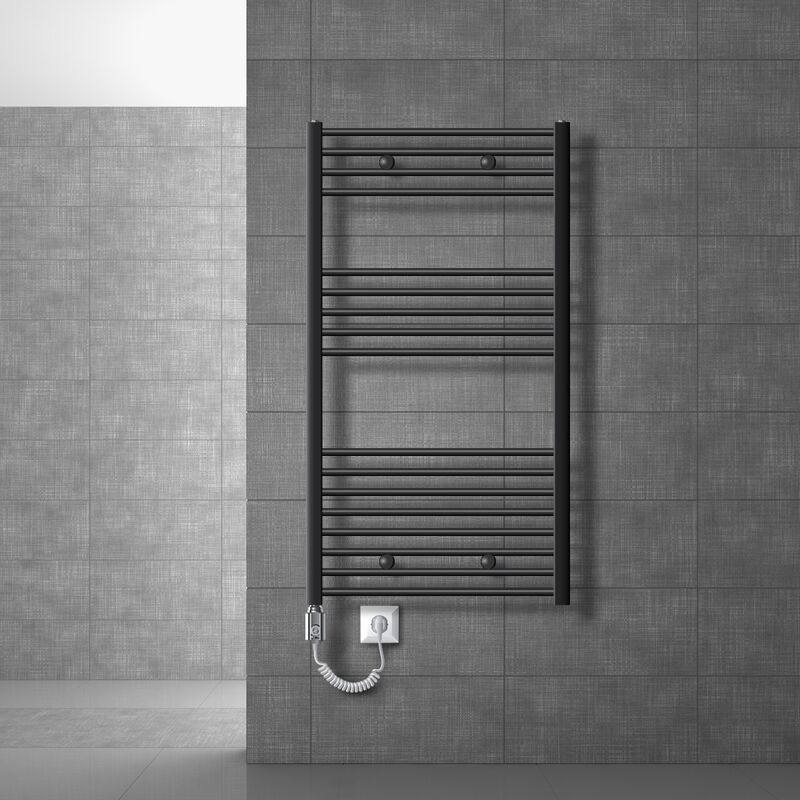 LuxeBath Scaldasalviette elettrico Sahara 750x1200 mm Antracite Connessione  laterale dritta e asta di riscaldamento 1200W Termostato e display  digitale, scaldasalviette con riscaldamento a cartuccia