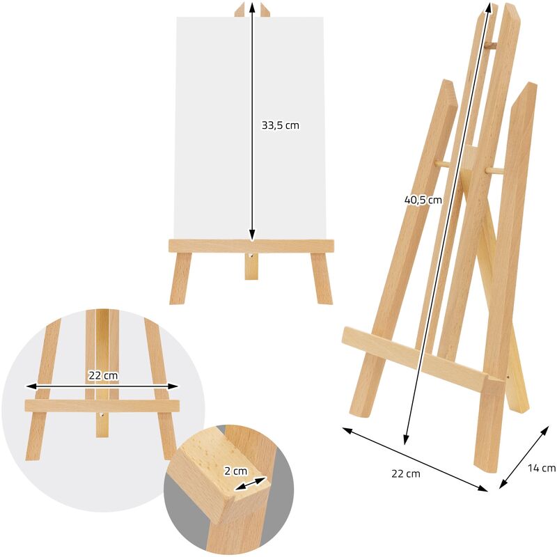 ECD Germany Cavalletto da Tavolo Pieghevole in Legno Regolabile Mini  Cavalletto per Dipingere su Tele e Telai Fino a 40 cm Cavalletti Porta  Quadri Cavalletto Portatile per Pittura e Mostre Treppiede