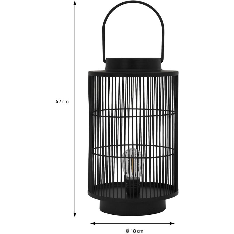 ECD Germany Lanterna con Lampada LED Ø18 x 42 cm in Metallo Nero con Manico  Funzionamento