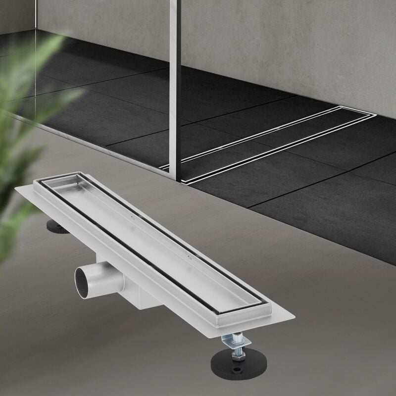 Canaletta doccia piastrellabile reversibile in acciaio inox scarico doccia,  dimensioni 50