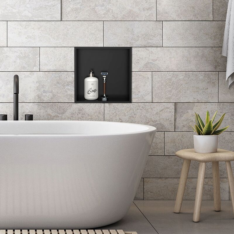 LuxeBath Nicchia a Muro in Acciaio Inossidabile 30x30x10 cm Nero Nicchia per  Doccia con Telaio Ripiano Incorporato Nicchia Piastrellabile per Bagno  Ripiano per Doccia Supporto di Stoccaggio Scaffale