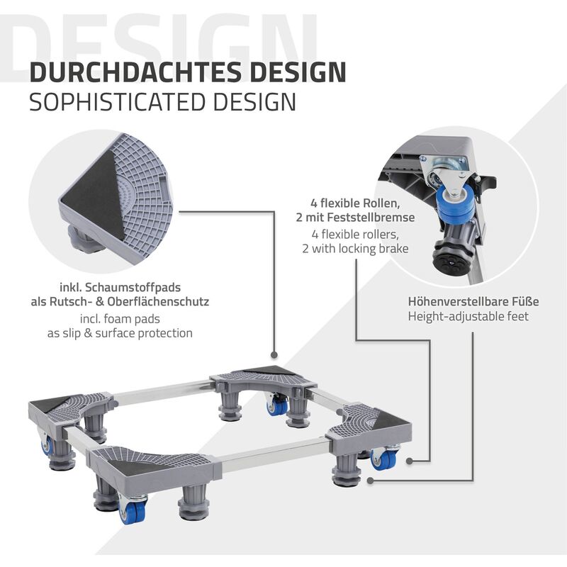 ML-Design Base Mobile per Lavatrice con 4 Ruote e 8 Piedi Dimensioni  Regolabili 43 - 66 cm Supporto Antiscivolo per Elettrodomestici Frigoriferi  Asciugatrici Regolabile in Altezza 10-13 cm