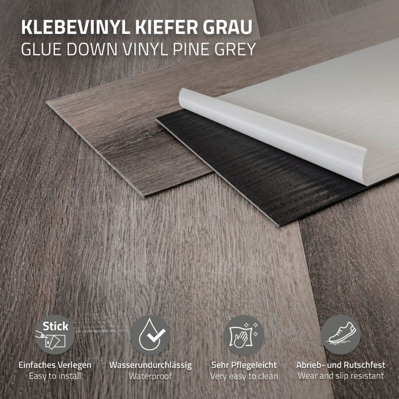 Pavimento PVC ML-Design Grigio Rovere - Click, 28 Pz 6.16m&sup2;, 4.2mm, Impermeabile, Classe 34